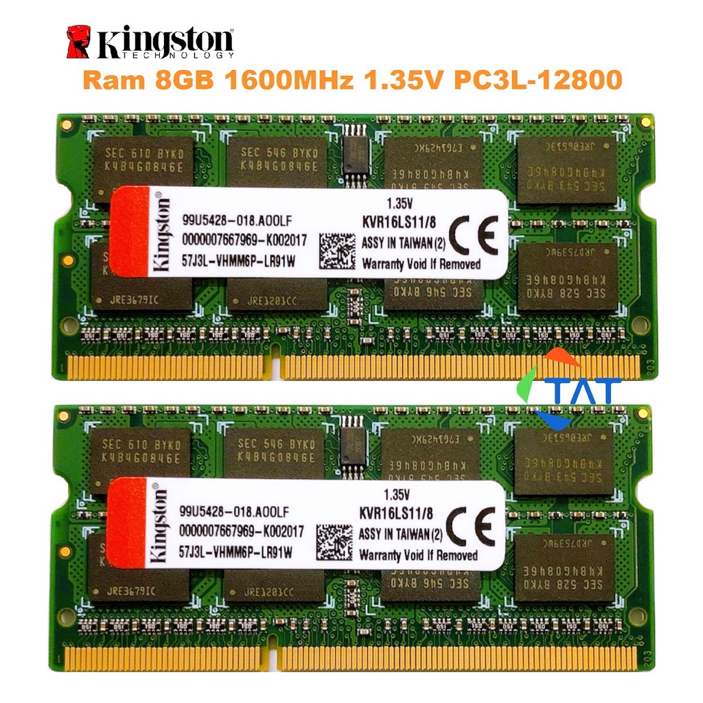 Ram Laptop Kingston 8GB DDR3 1600MHz PC3L-12800 1.35V