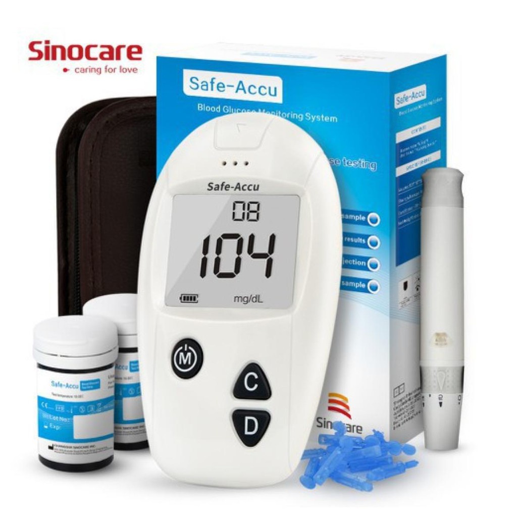 Combo Máy Đo Đường Huyết Safe Accu + Máy Đo Huyết Áp Sinoheart Chính Hãng Sinocare