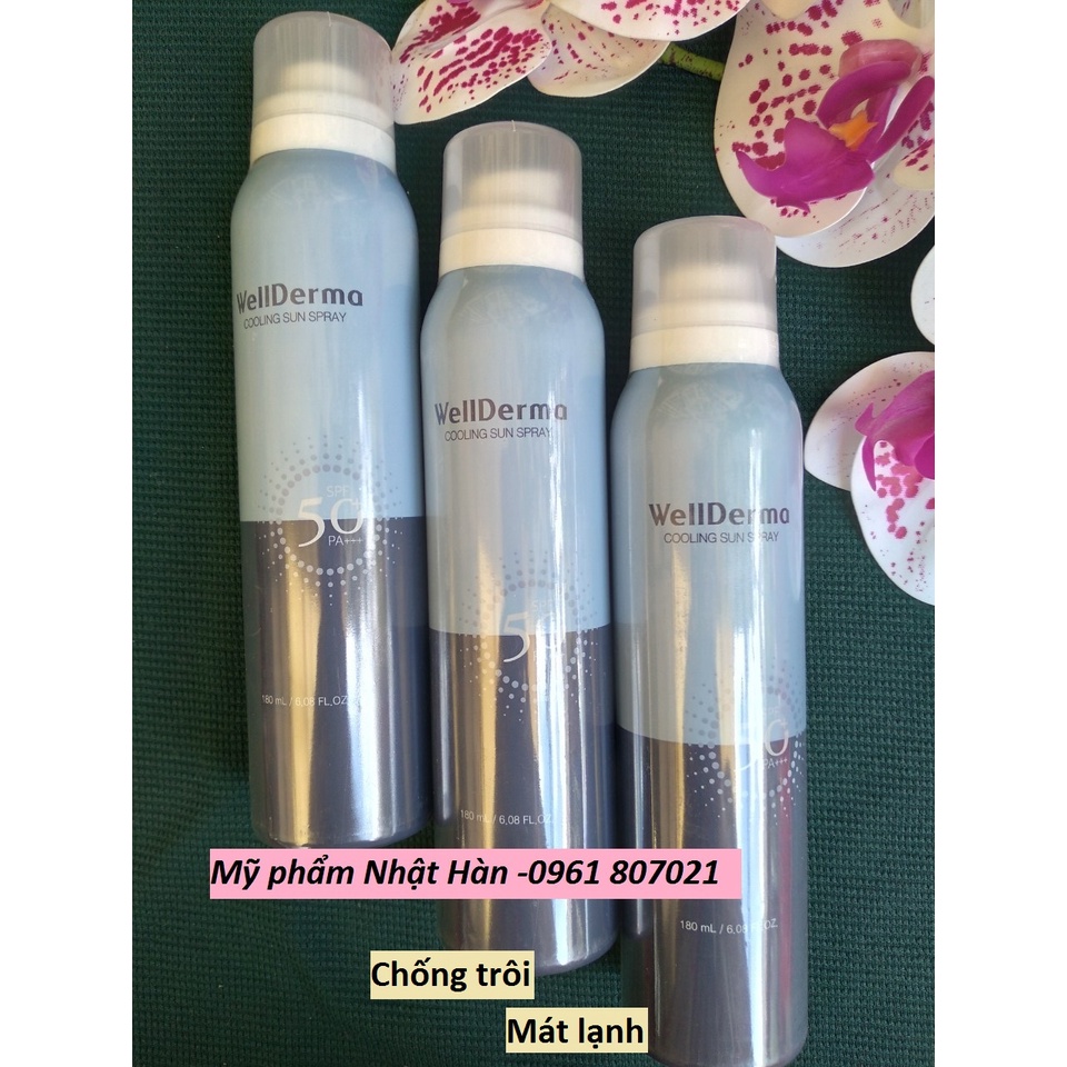 Xịt chống nắng,chống trôi Wellderma SPF50 PA+++180ml [MẪU MỚI]