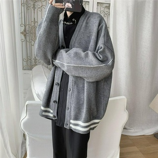 Áo Khoác Cardigan Dệt KIM Mỏng Tay Dài Dáng Rộng Thời Trang Mùa Thu Cho Nam