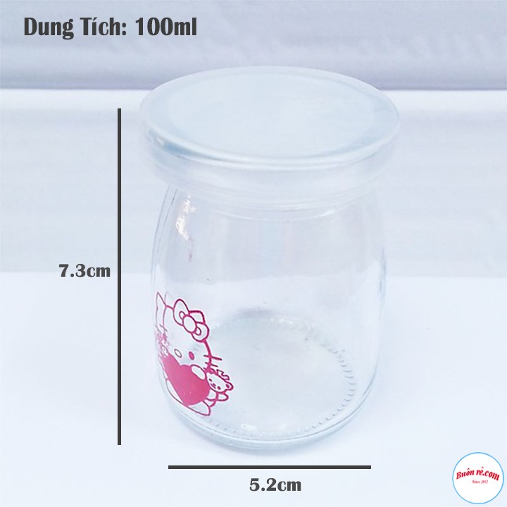 Hũ Thủy Tinh Làm Sữa Chua 100ml Có Nắp In Hình Dễ Thương br00310