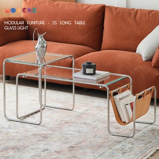 Mua Bàn sofa - trà MODESK SS Sofa Long Table Glass Light (bộ 2 cái) inox 304 - kính cường lực   phòng khách - quán cafe 