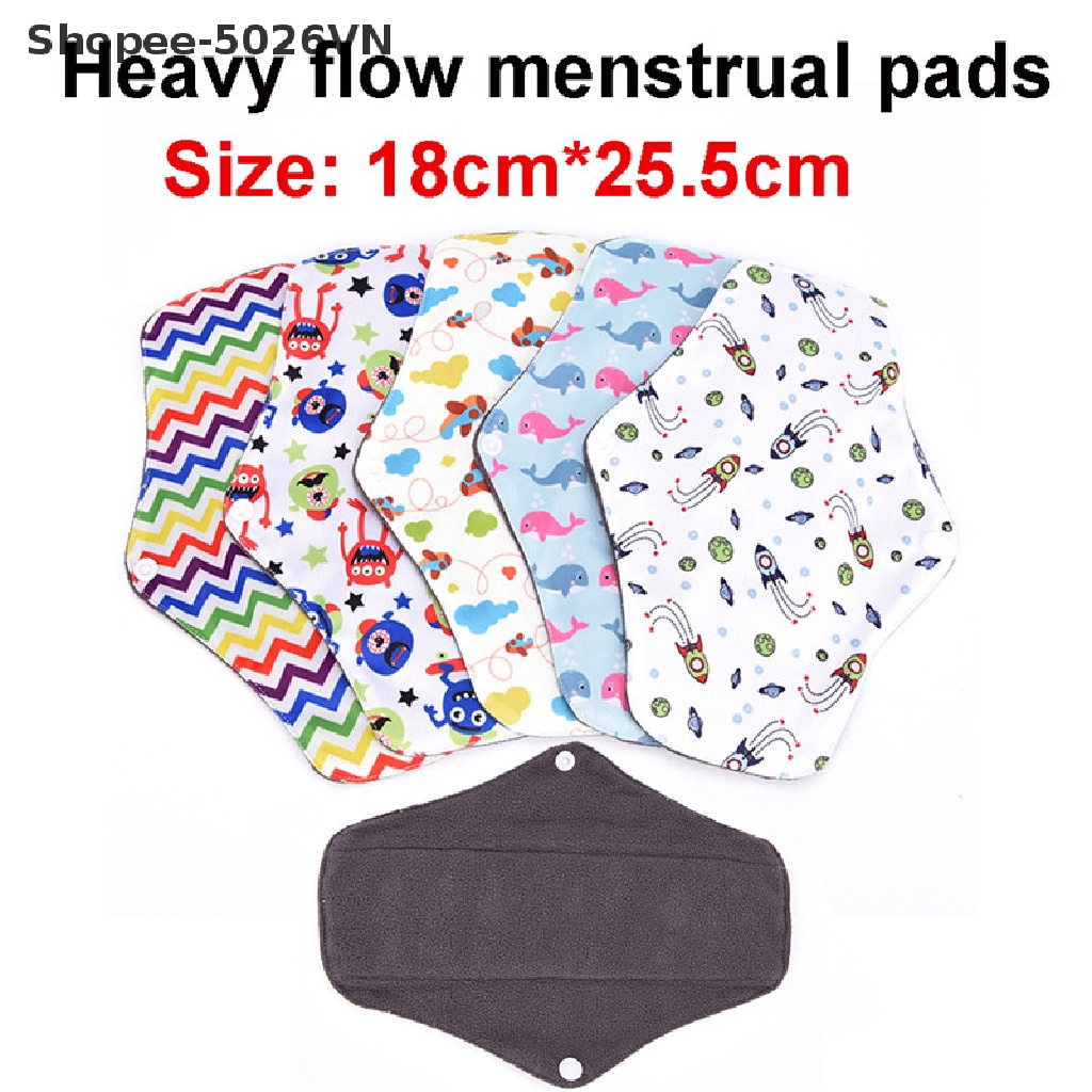 [flood] Miếng Lót Vệ Sinh Kinh Nguyệt Bằng Vải Cotton Tre Giặt Được Tái Sử Dụng Được (f)