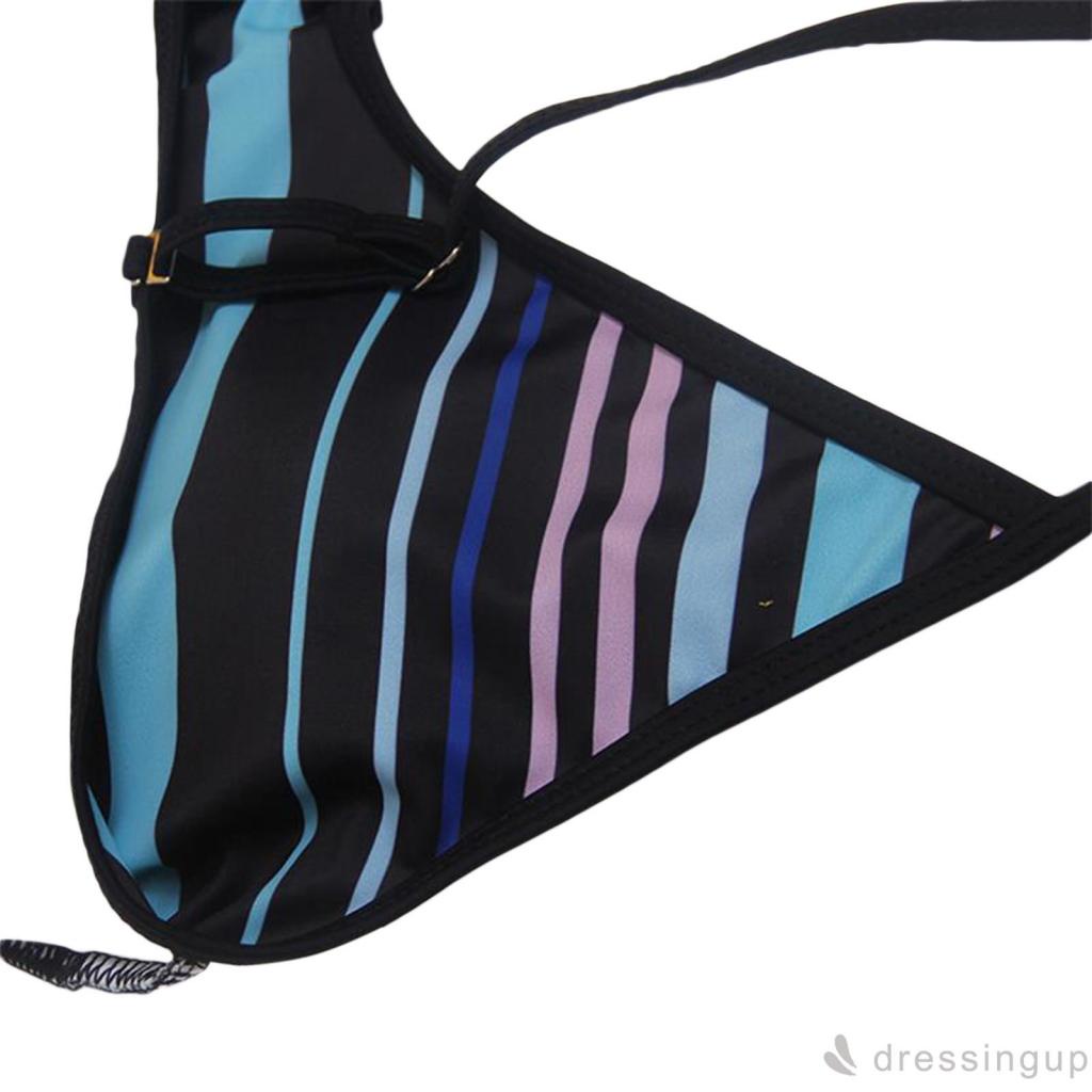 Bộ Đồ Bơi Hai Dây Cổ Chữ V Hoa Văn Kẻ Sọc Dành Cho Nữ