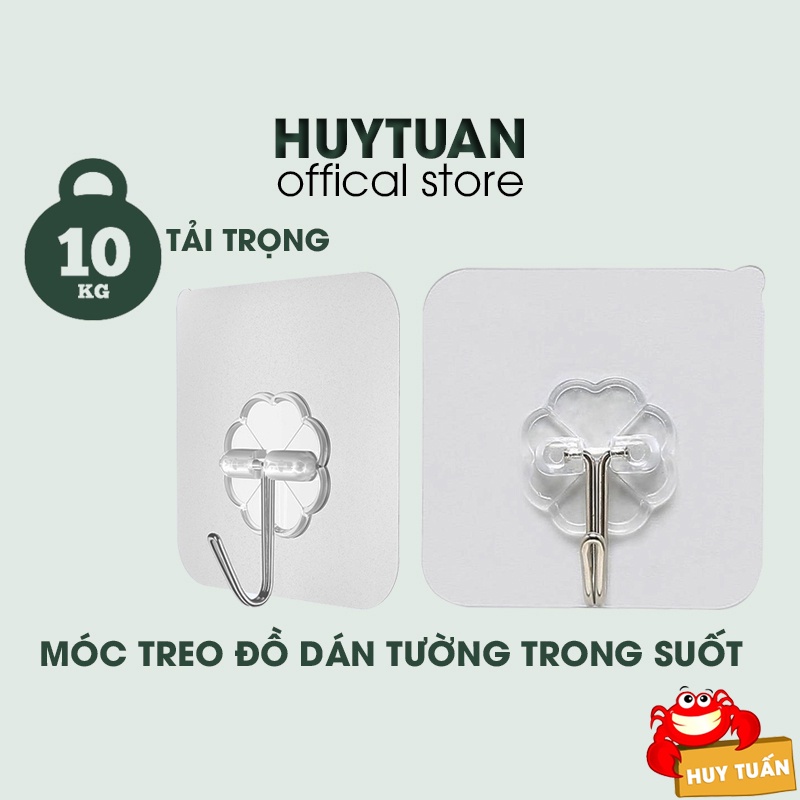 Móc dính treo tường, móc treo quần áo dán tường chịu lực trong suốt