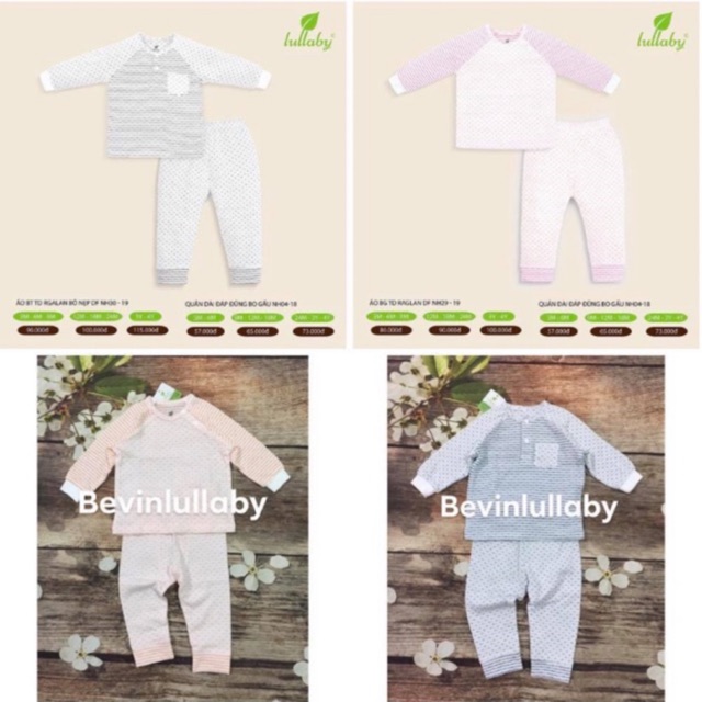 Bộ Raglan bé gái tay dài 2 lớp Lullaby (Hàng Sale)