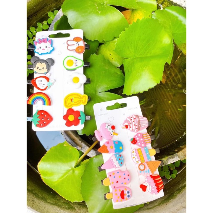 Vĩ 10 kẹp tóc bằng nhựa hình dễ thương cho bé (GIAO MẪU NGẪU NHIÊN)