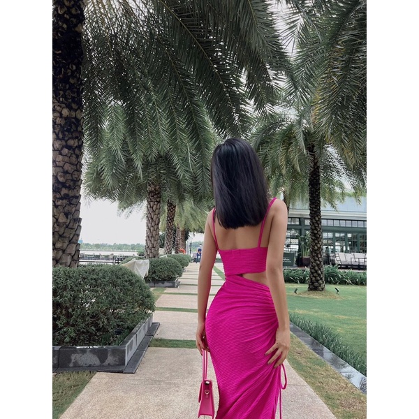 Đầm maxi 2 dây khoéc eo