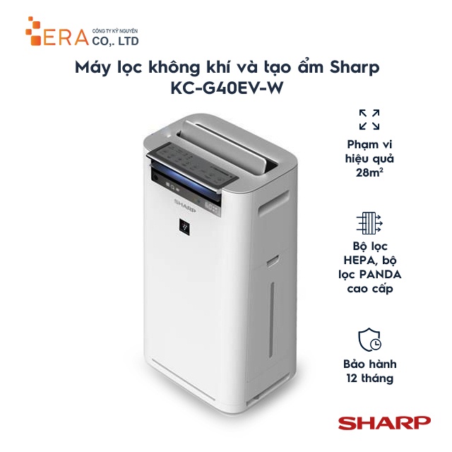 [Mã ELHA10 giảm 6% đơn 5TR] Máy lọc không khí và tạo ẩm Sharp KC-G40EV-W