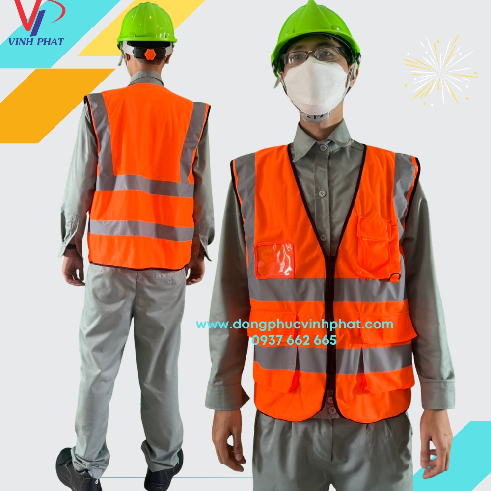 Áo Lưới Phản Quang Bảo Hộ Palide Màu Cam Túi Hộp 1 Khóa Kéo Cao Cấp Vải Lưới Siêu Nhẹ Thoáng mát