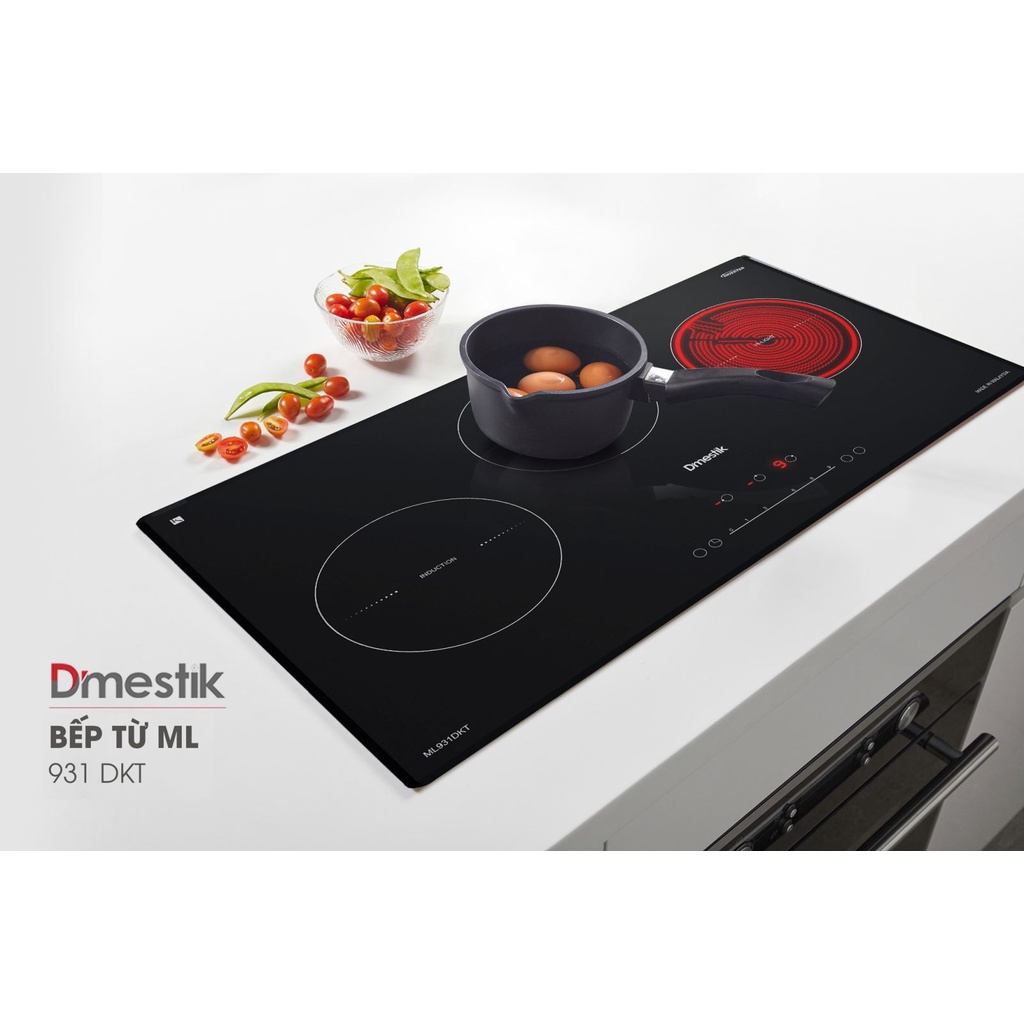 Bếp D'mestik ML931 DKT - 3 vùng nấu kết hợp giữa 2 từ và 1 hồng ngoại - Nhập khẩu nguyên chiếc Malaysia - Chính hãng