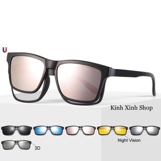 Kính râm cận, gọng kính cân râm mắt vuông nhiều tròng râm đi ngày và đêm