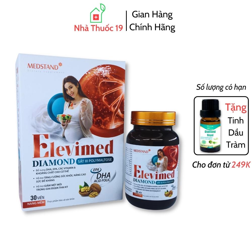 Vitamin Cho Bà Bầu ELEVIMED DIAMOND MEDSTAND Bổ Sung DHA, Acid Folic, Vitamin và Khoáng Chất (Hộp 30 Viên Chính hãng)