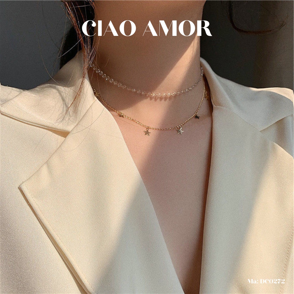 Dây chuyền nữ, Vòng cổ nữ 2 dây lấp lánh ngôi sao dự tiệc Trang sức Ciao Amor - DC0272