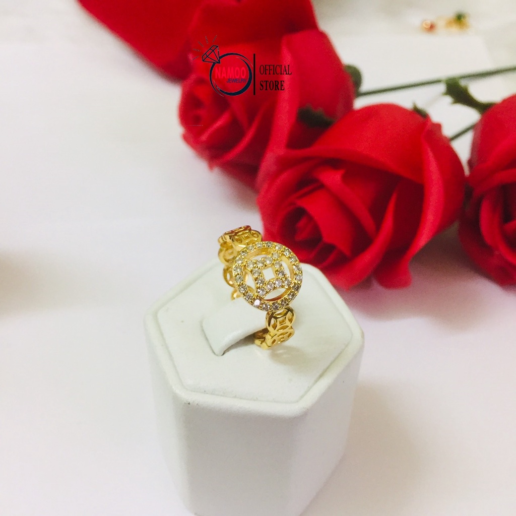 Nhẫn Nữ Mạ Vàng 18k Mặt Tròn Đính Đá N018 NAmoo Jewelry Chuyên Sỉ