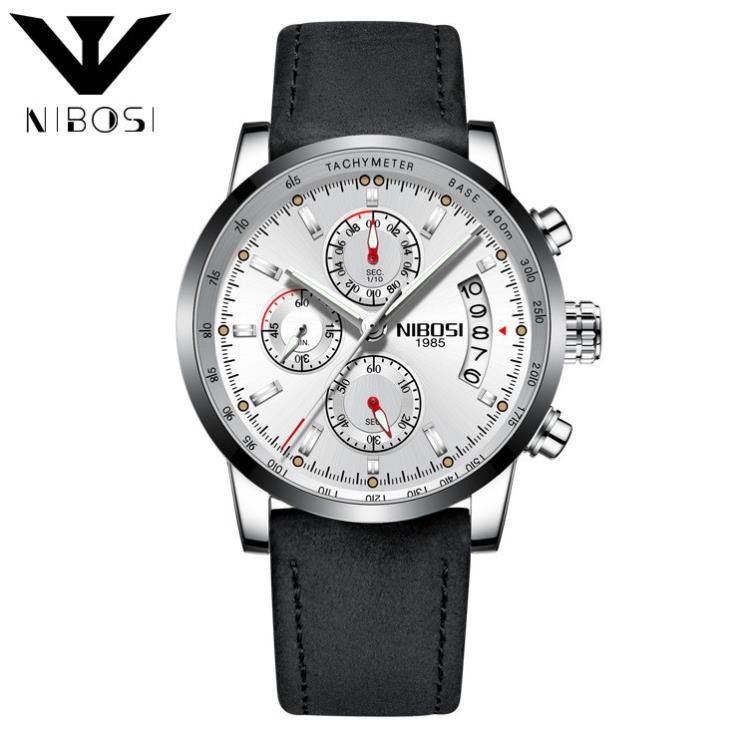 Đồng hồ nam Nibosi 2327 dây da sang trọng lich lãm Thiết Kế Hiện Đại giangsonshop