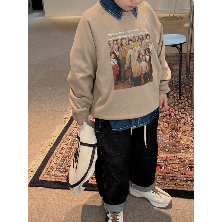 Áo nỉ 2 màu xanh nâu hàng cao cấp cho bé trai bé gái cực đẹp B72-21216