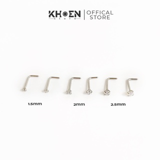 (1 Chiếc) Khuyên mũi đá chấu chân chữ L đá 2mm và 3mm - Thép không rỉ - Khoen store