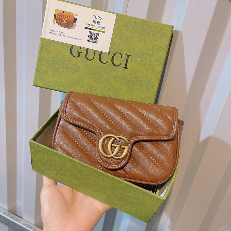 Túi Chư G màu nâu tây size 17cm fullbox cực sang hộp xanh