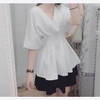 Set chân váy xoè mix áo kiểu peplum chít eo
