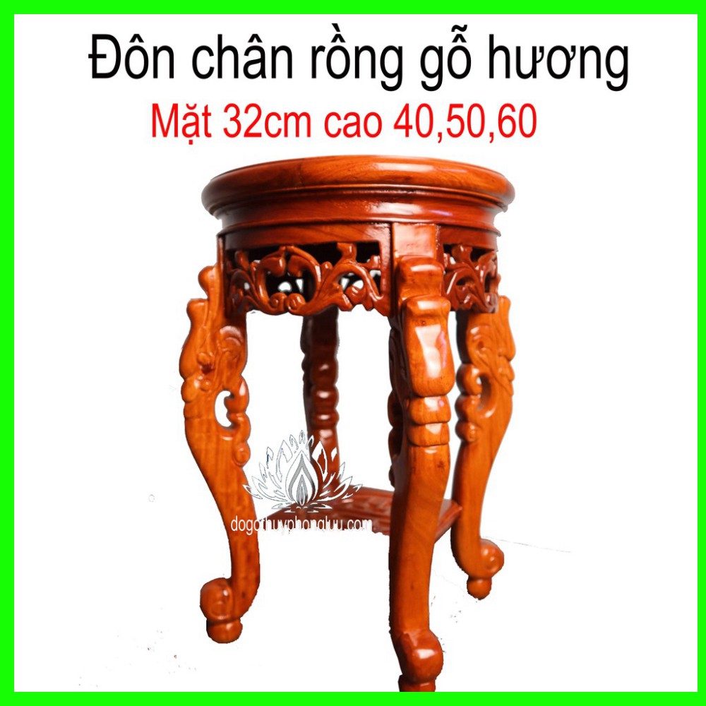 Đôn rồng gỗ hương,Kỷ chân rồng cao gỗ hương mặt 32cm cao 40,50,60