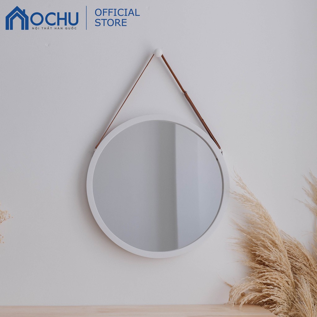 Gương Tròn Treo Tường Khung Gỗ OCHU - Mirror Circle 50 - White