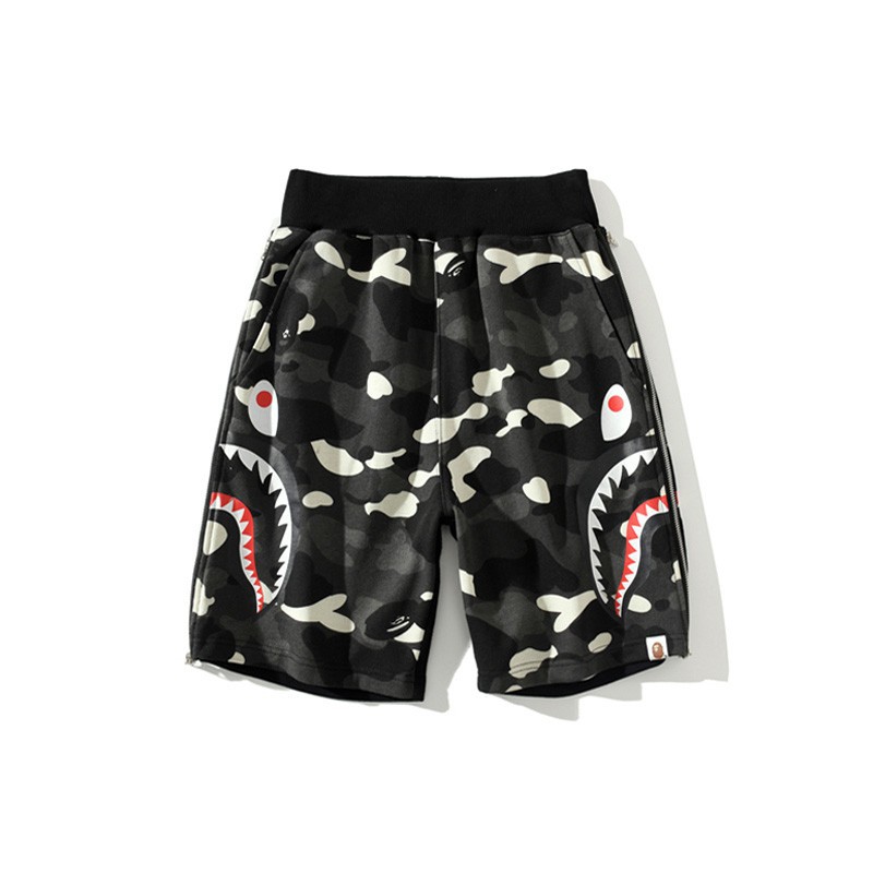 Bape Quần Short Nam Nữ In Hình Đầu Cá Mập Thời Trang