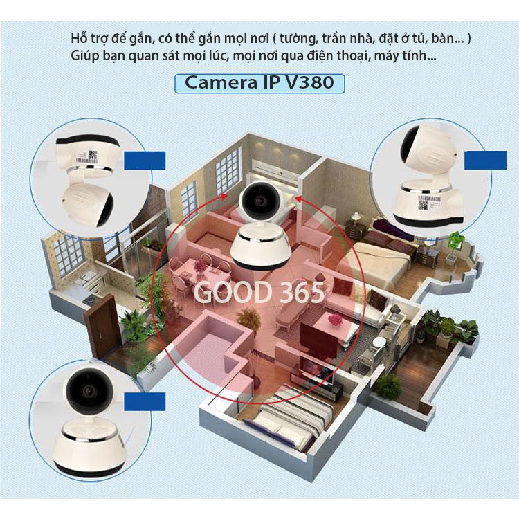 Mua camera ip wifi v380, Camera Wifi IP V380 Thông Minh, Ghi Âm, Quay Hình Rõ Nét Qua Màn Ảnh Nhỏ,  Hồng Ngoại Nhìn Đêm