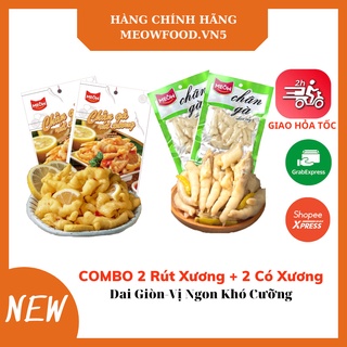 [Combo 4 gói] 2 gói chân gà chua cay Meow + 2 gói chân gà rút xương Meow