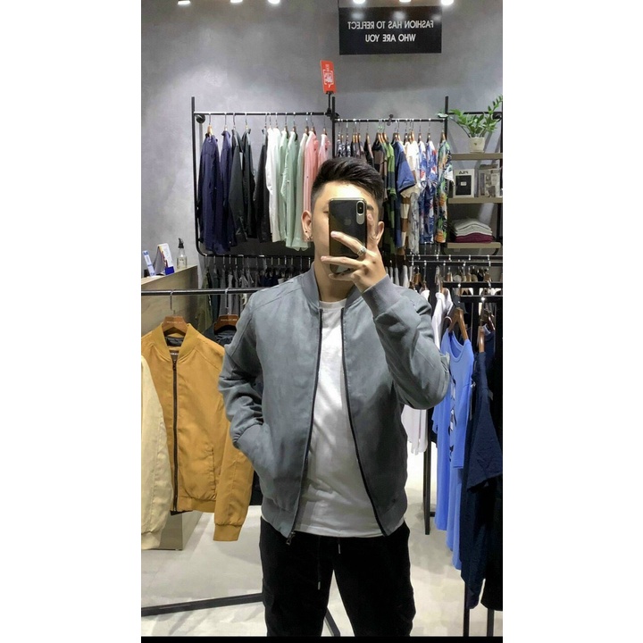 Áo Khoác Nam Bomber Da Lộn Chất Dày Xịn Xò 4 Màu Thời Trang - AK26