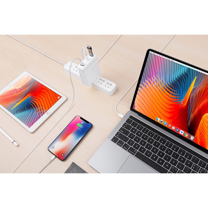 [Follower giảm 5%] Sạc Kiêm Hub Macbook Cổng Chuyển HYPERDRIVE USB-C For Macbook 61W Power Adapter HDH 50 _ HIBUCENTER