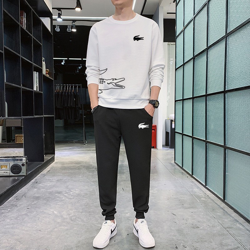 Bộ nỉ nam cá sấu nhimstore999 - bộ thể thao nam dài tay cổ tròn chất da cá hàn dày đẹp