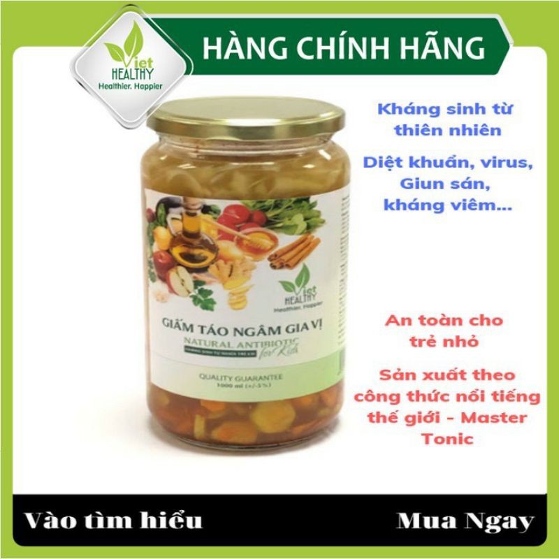 Giấm táo ngâm gia vị Viet Healthy 1l-kháng sinh tự nhiên trẻ em VietHealthy-giúp chống viêm, hỗ trợ miễn dịch