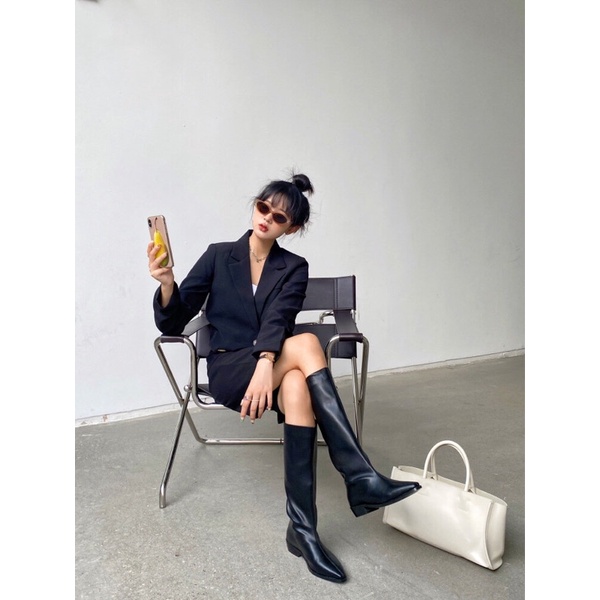 GIÀY BOOTS DA PU MŨI NHỌN ULZZANG