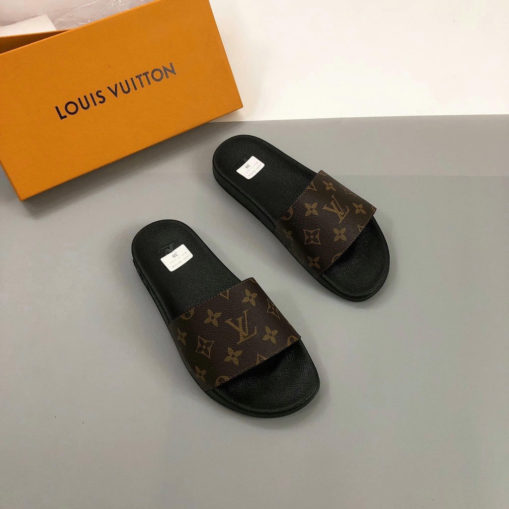 👟HIGH FASHION👟 Dép lê quai ngang siêu cấp Louis Vuitton vân hoa đế đúc MLN HV SIZE 38-43