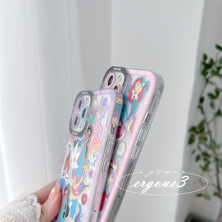Ốp Điện Thoại Mềm Họa Tiết Công Chúa Hoạt Hình Cho iPhone 14 13 12 11 Pro Max SE2020 X XR Xs Max 7 8 6 6s Plus