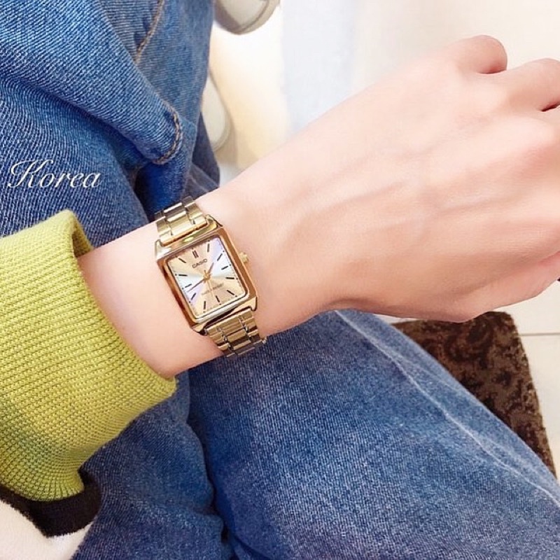 Đồng hồ Nữ Casio LTP-V007, đồng hồ chính hãng, màu vàng, dây thép không gỉ, mặt vuông nhỏ nhắn phong cách cổ điển