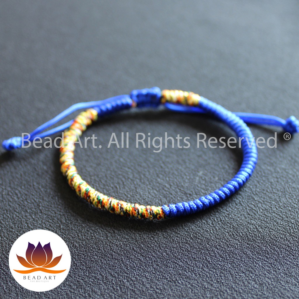 Vòng Tay Dây Ngũ Sắc Thắt Chỉ Màu Tibet Handmade (XANH DƯƠNG), Hợp Mệnh Thuỷ, Mộc, Vòng Tay Phong Thuỷ S50 - Bead Art
