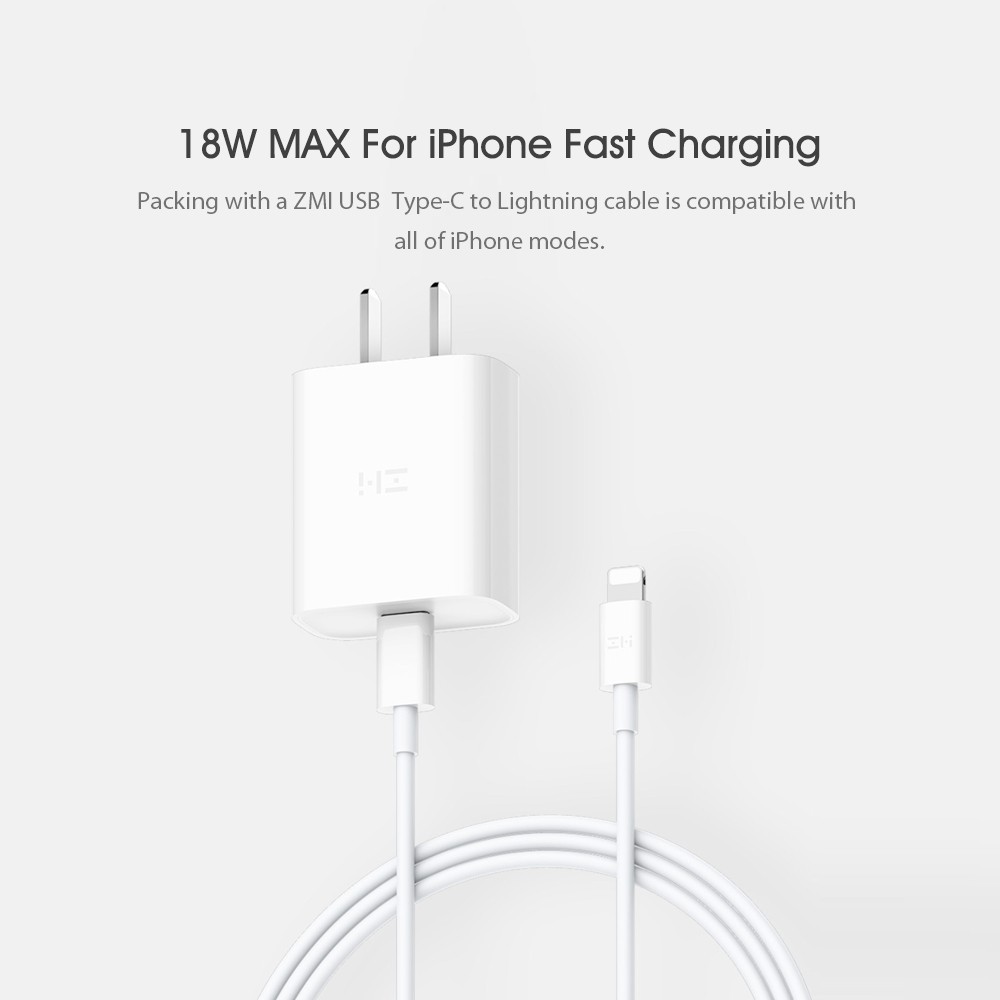 Bộ củ cáp sạc nhanh iPhone 11, 12, 13 Pro Max 18W, 20W Xiaomi Zmi có MFi