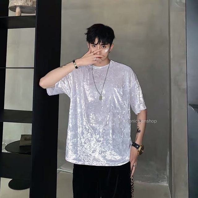 Áo thun nhung nam form rộng