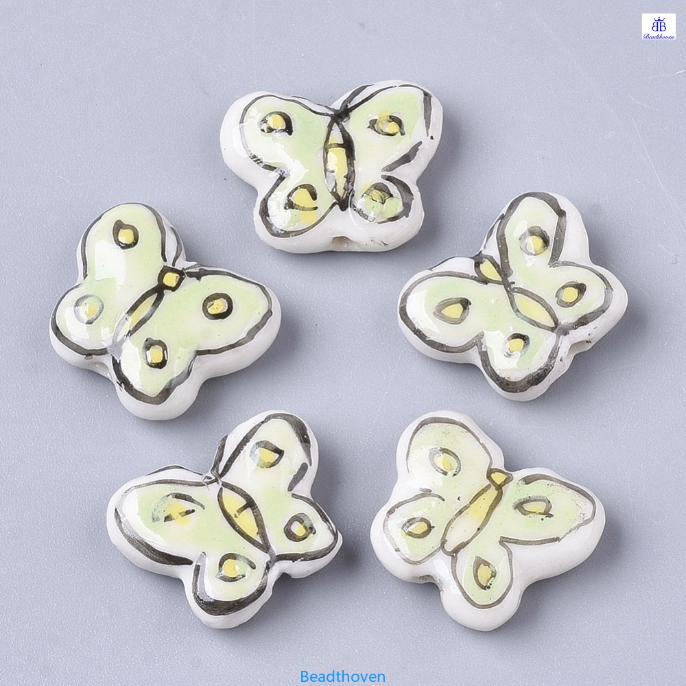 Bộ 2-5 Hạt Sứ Hình Bướm 13~14x16~17x5.5mm Làm Đồ Thủ Công 1.5~1.8mm