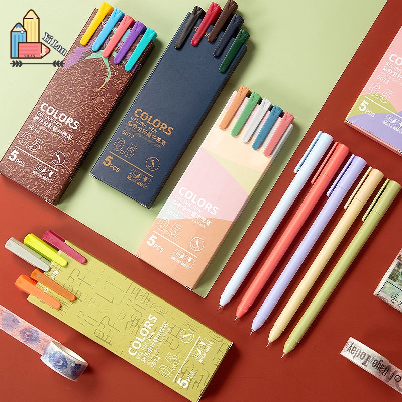 Set 5 Bút Mực Nước Ngòi 0.5mm Màu Sắc Xinh Xắn