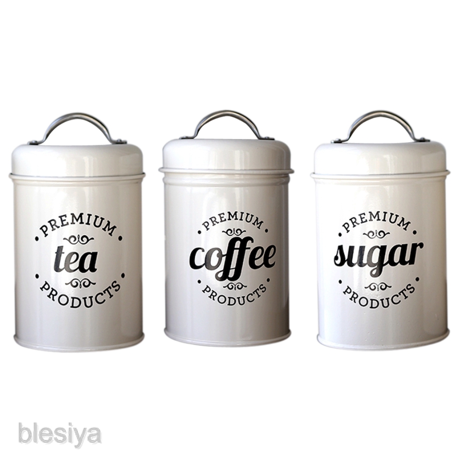 Hộp thiếc đựng trà/cà phê/đường có nắp đậy tiện dụng