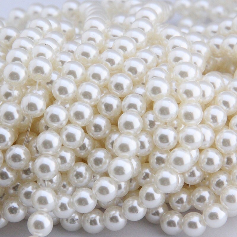 Hạt giả trai màu kem có lỗ size 3-6mm trang trí - Nguyên liệu làm thủ công