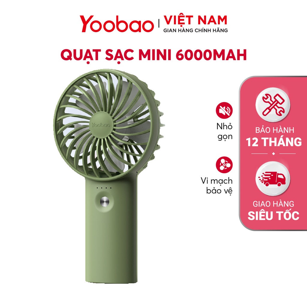 Quạt sạc mini để bàn làm việc YOOBAO F3 6000/3000mAh - có thể chạy 32 giờ - Hàng chính hãng Bảo hành 12 tháng