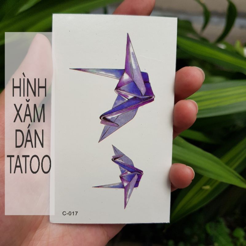 Hình xăm hạc giấy c17. Xăm dán tatoo mini tạm thời, size &lt;10x6cm