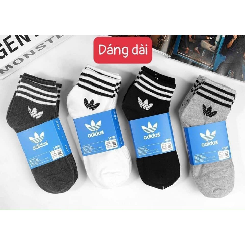 Tất Adi.das Hàng Xuất Dư Xịn Cho Nam, Nữ Unisex, Cotton Cổ Cao, Cổ Thấp, 2 Màu Đen - Trắng Basic