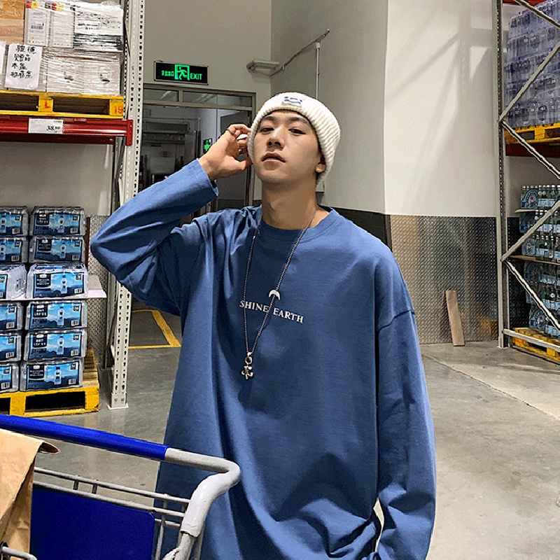 Áo Thun Tay Dài Cổ Tròn Dáng Rộng In Chữ Cỡ Lớn Thoải Mái Thời Trang Cho Nam Size M-5XL