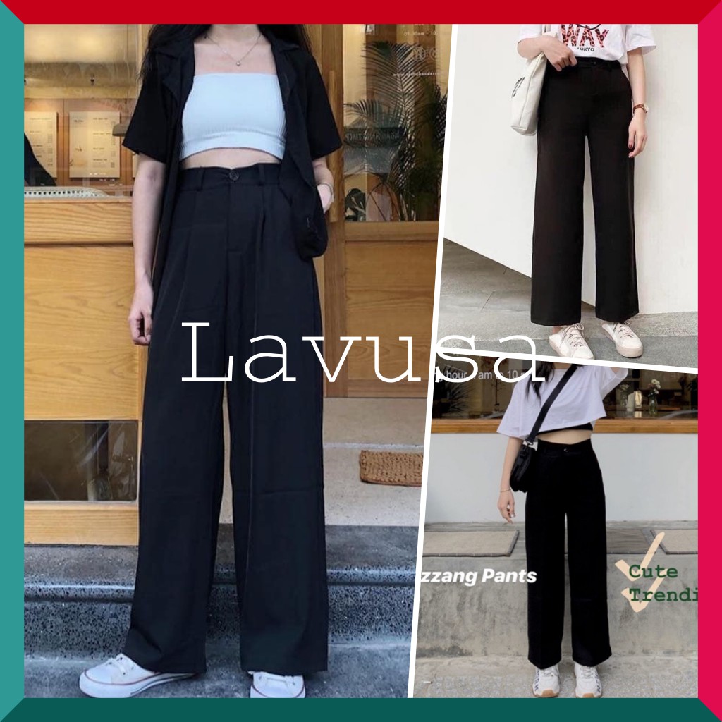 Quần Ống Suông 💖 𝘍𝘳𝘦𝘦𝘴𝘩𝘪𝘱 💖 Quần Tây Ống Rộng Hàn Quốc 94cm Ulzzang Siêu Hot LAVUSA ( Ảnh Thật / Sẵn )