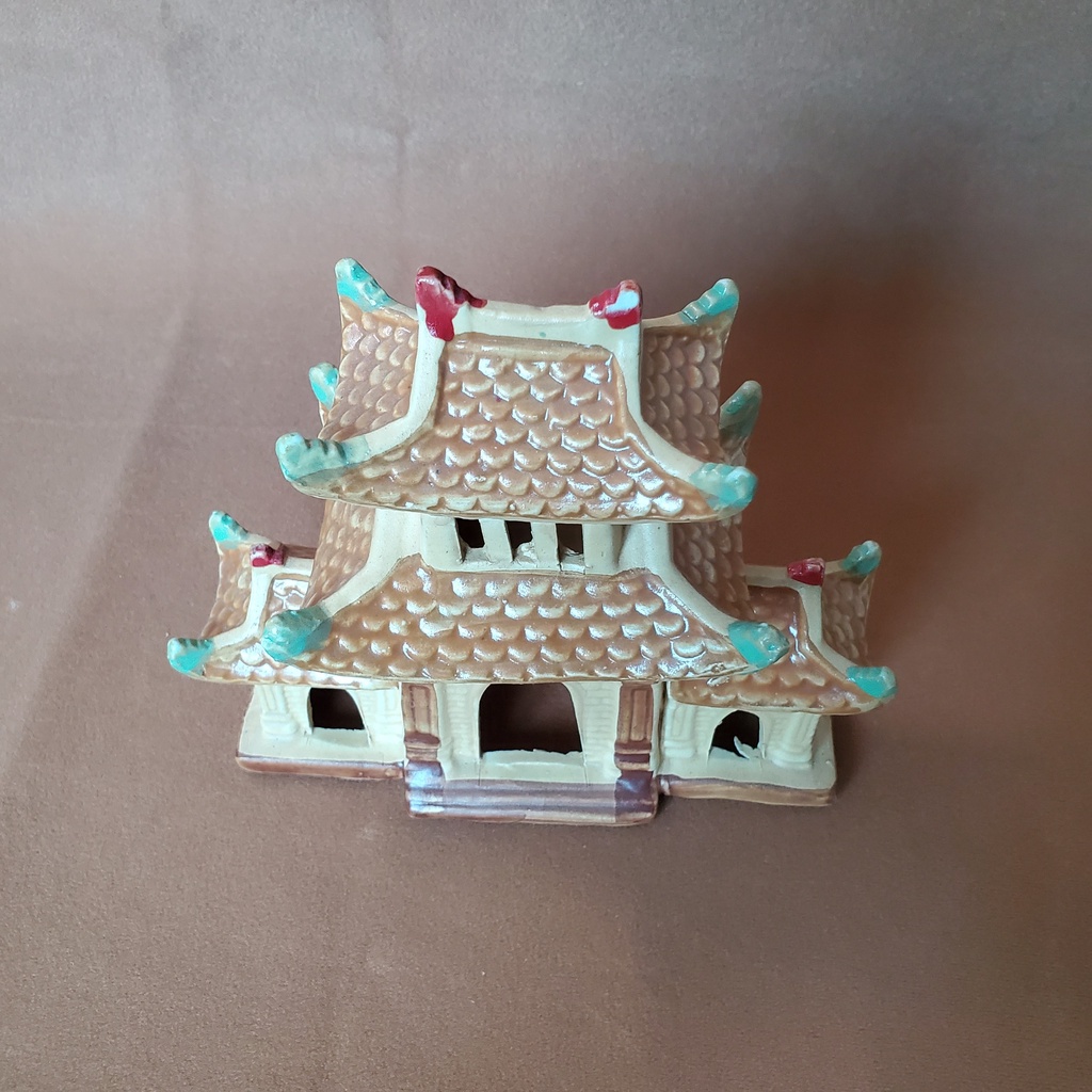 Tượng Cổng Làng , Chùa - Kích thước 23*10*20 cm ,15*7*15 cm - Gốm sứ Bát Tràng  - Trang trí tiểu cảnh, cây bonsai, bể cá